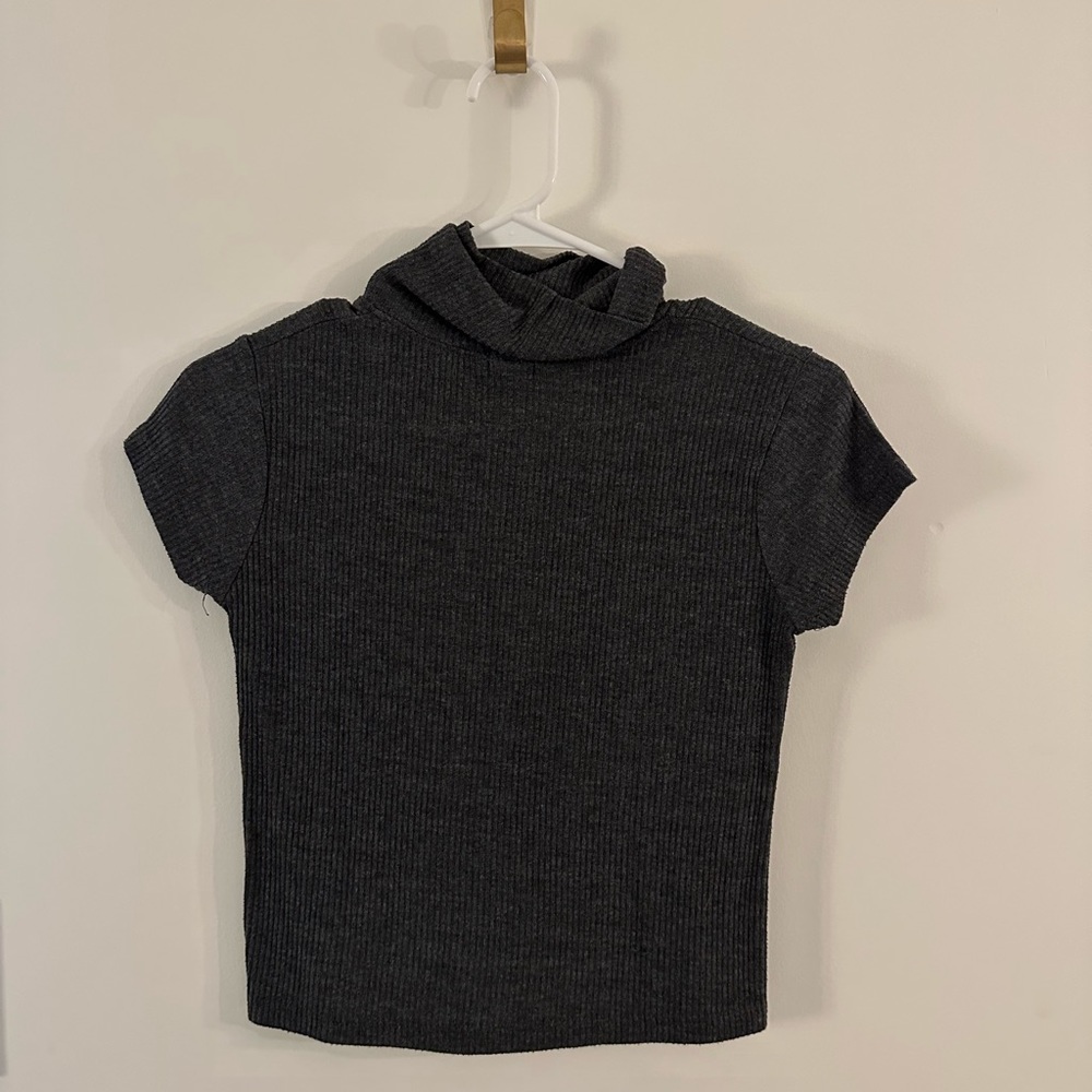 Brandy Melville Gray Turtleneck Short Sleeve